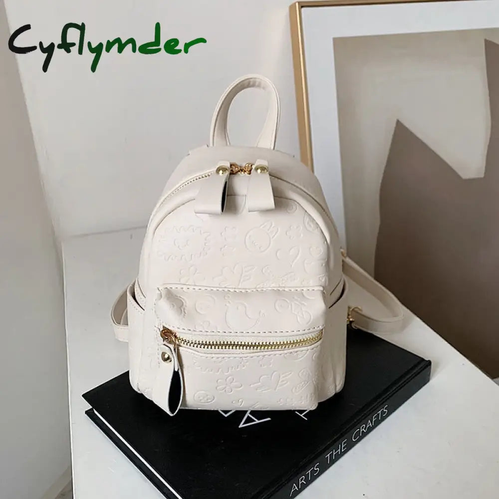 Cyflymder Fashion Women Leather Backpack Small School Bag Backpacks For Teenage Girls Double Mini