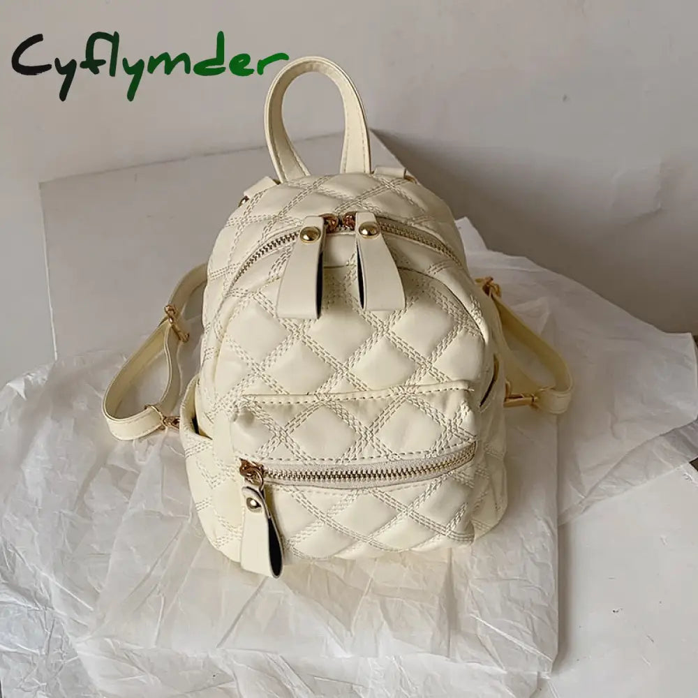 Cyflymder Fashion Women Leather Backpack Small School Bag Backpacks For Teenage Girls Double Mini