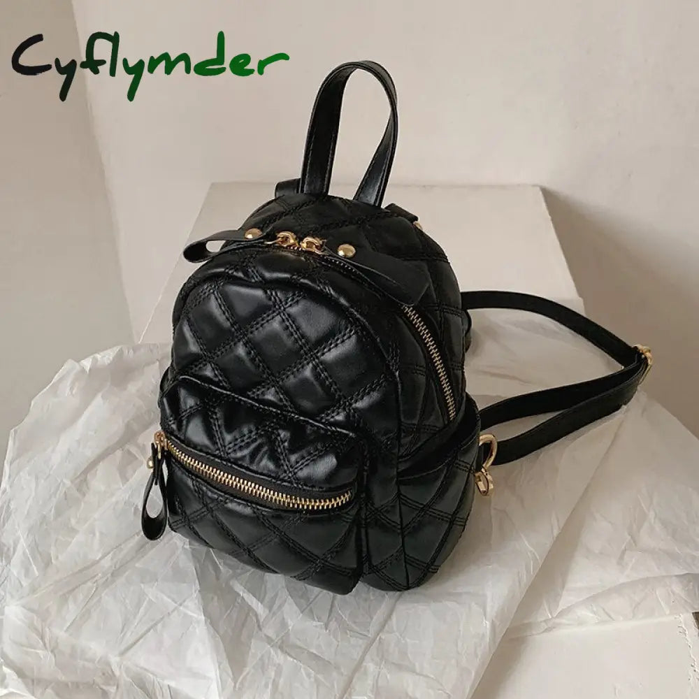 Cyflymder Fashion Women Leather Backpack Small School Bag Backpacks For Teenage Girls Double Mini
