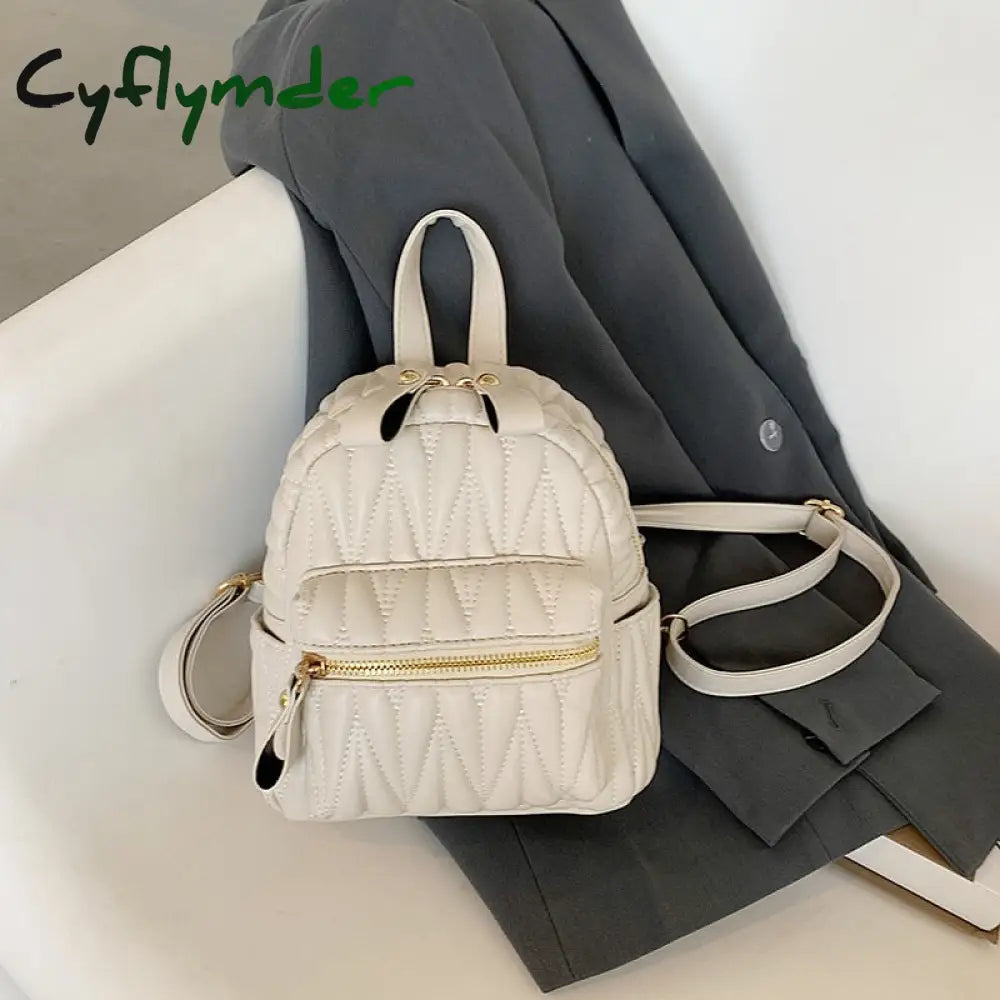 Cyflymder Fashion Women Leather Backpack Small School Bag Backpacks For Teenage Girls Double Mini