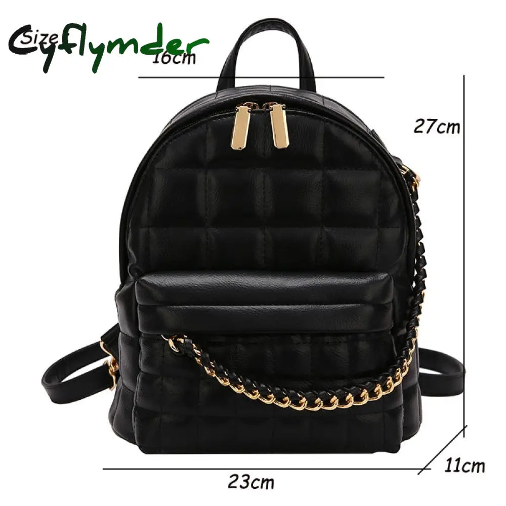 Cyflymder Fashion Women Leather Luxury Backpack Chain Teenage Girls Shoulder Bag New Designer