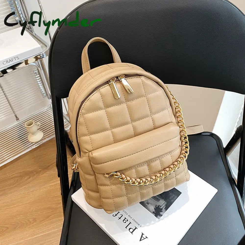 Cyflymder Fashion Women Leather Luxury Backpack Chain Teenage Girls Shoulder Bag New Designer