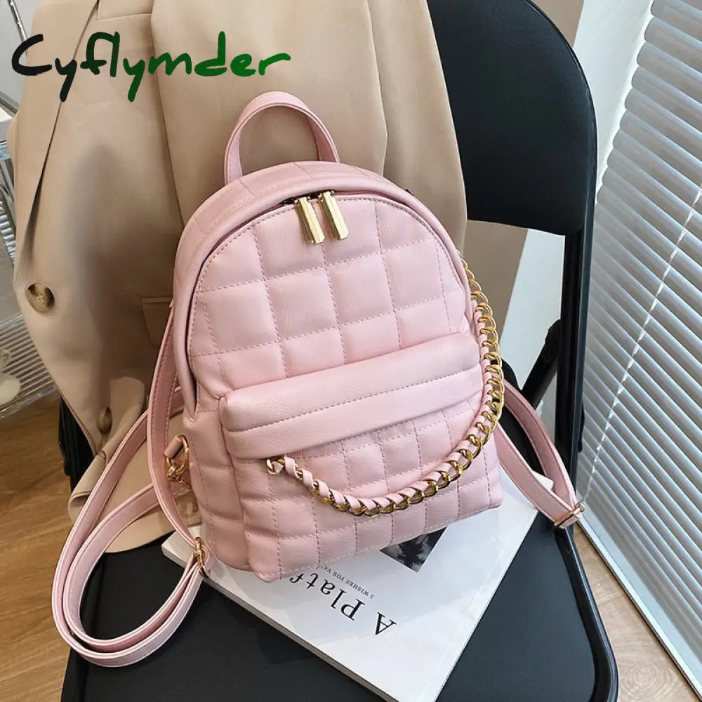 Cyflymder Fashion Women Leather Luxury Backpack Chain Teenage Girls Shoulder Bag New Designer