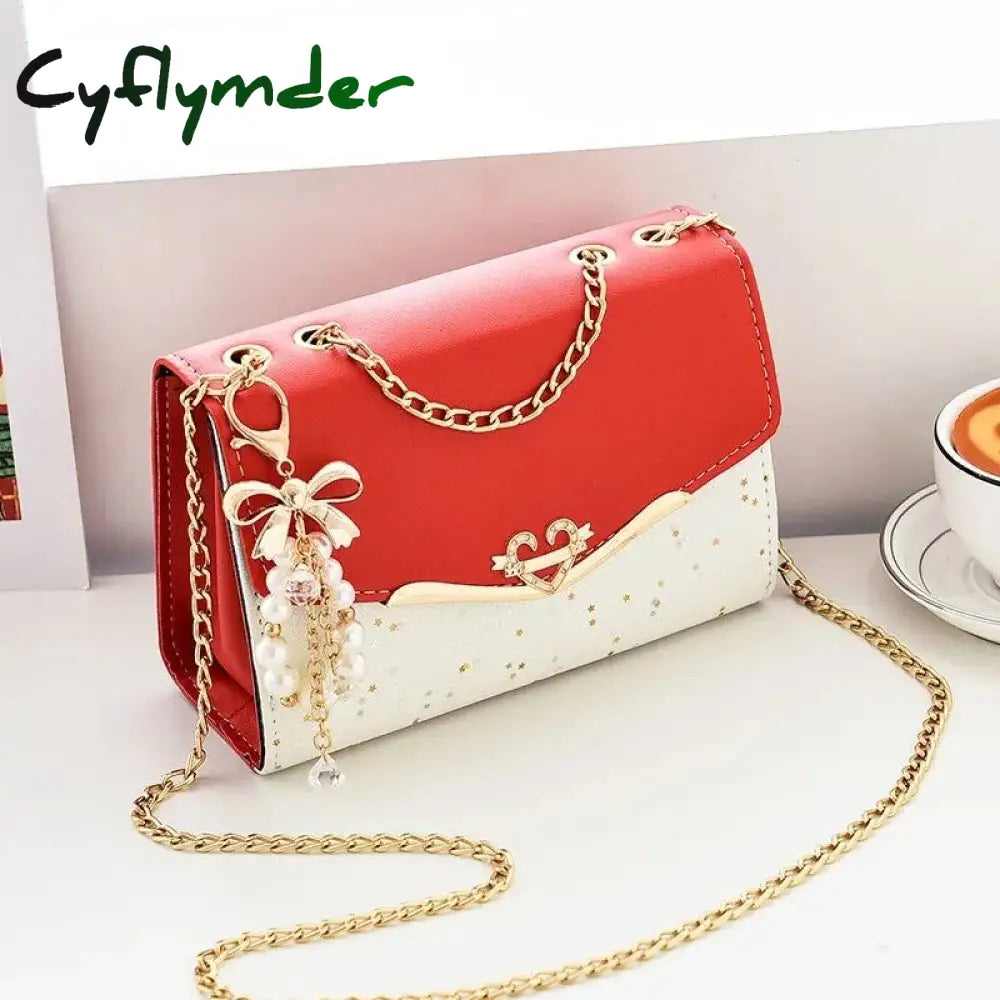 Cyflymder Fashion Women Leather Small Shoulder Underarm Bag Ladies Vintage Chain Pendant Solid