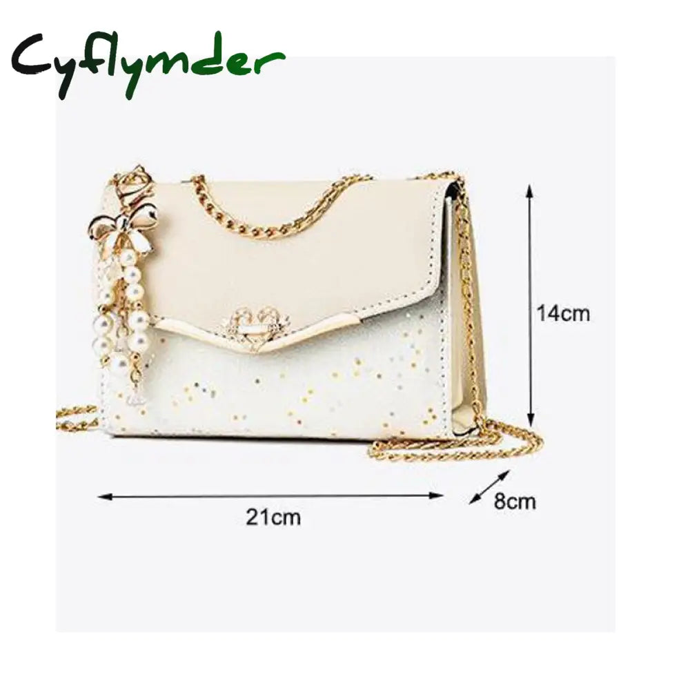 Cyflymder Fashion Women Leather Small Shoulder Underarm Bag Ladies Vintage Chain Pendant Solid