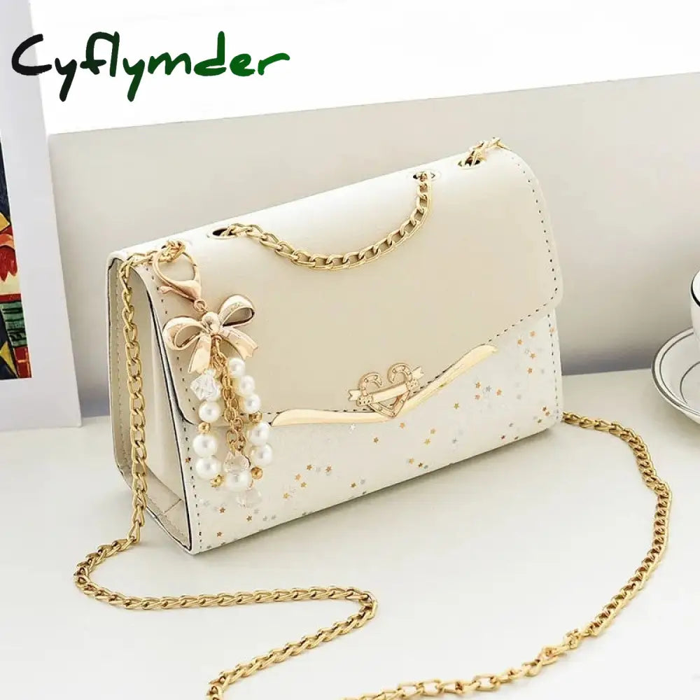 Cyflymder Fashion Women Leather Small Shoulder Underarm Bag Ladies Vintage Chain Pendant Solid