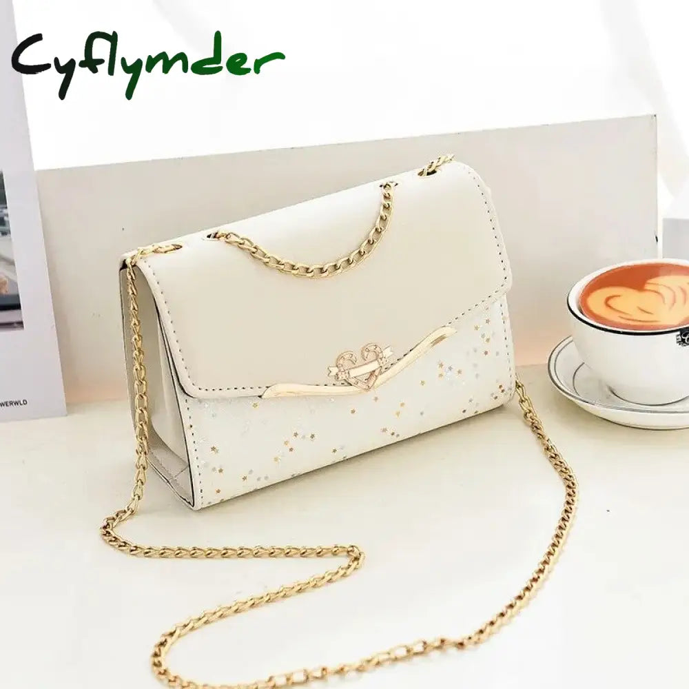 Cyflymder Fashion Women Leather Small Shoulder Underarm Bag Ladies Vintage Chain Pendant Solid