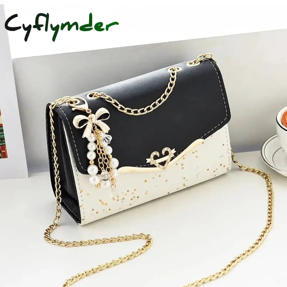 Cyflymder Fashion Women Leather Small Shoulder Underarm Bag Ladies Vintage Chain Pendant Solid