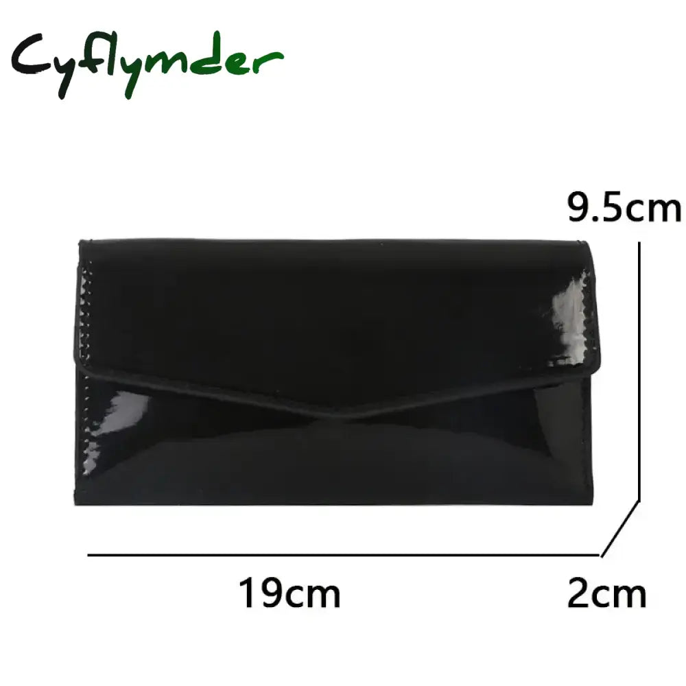 Cyflymder Fashion Women Long Patent Leather Wallets Purses Female Handbags Coin Purse Cards Holder