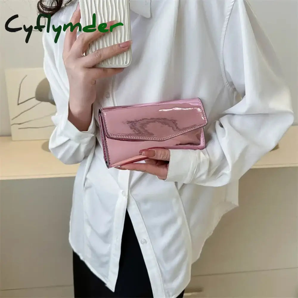 Cyflymder Fashion Women Long Patent Leather Wallets Purses Female Handbags Coin Purse Cards Holder