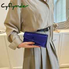 Cyflymder Fashion Women Long Patent Leather Wallets Purses Female Handbags Coin Purse Cards Holder