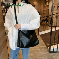 Cyflymder Fashion Women Messenger Bag Large Capacity Ladies Daily Casual Tote Soft Pu Leather