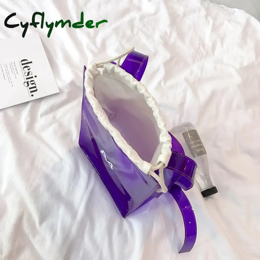 Cyflymder Fashion Women Messenger Bag Transparent Pvc Vertical Letter Shoulder A4 A5 Summer