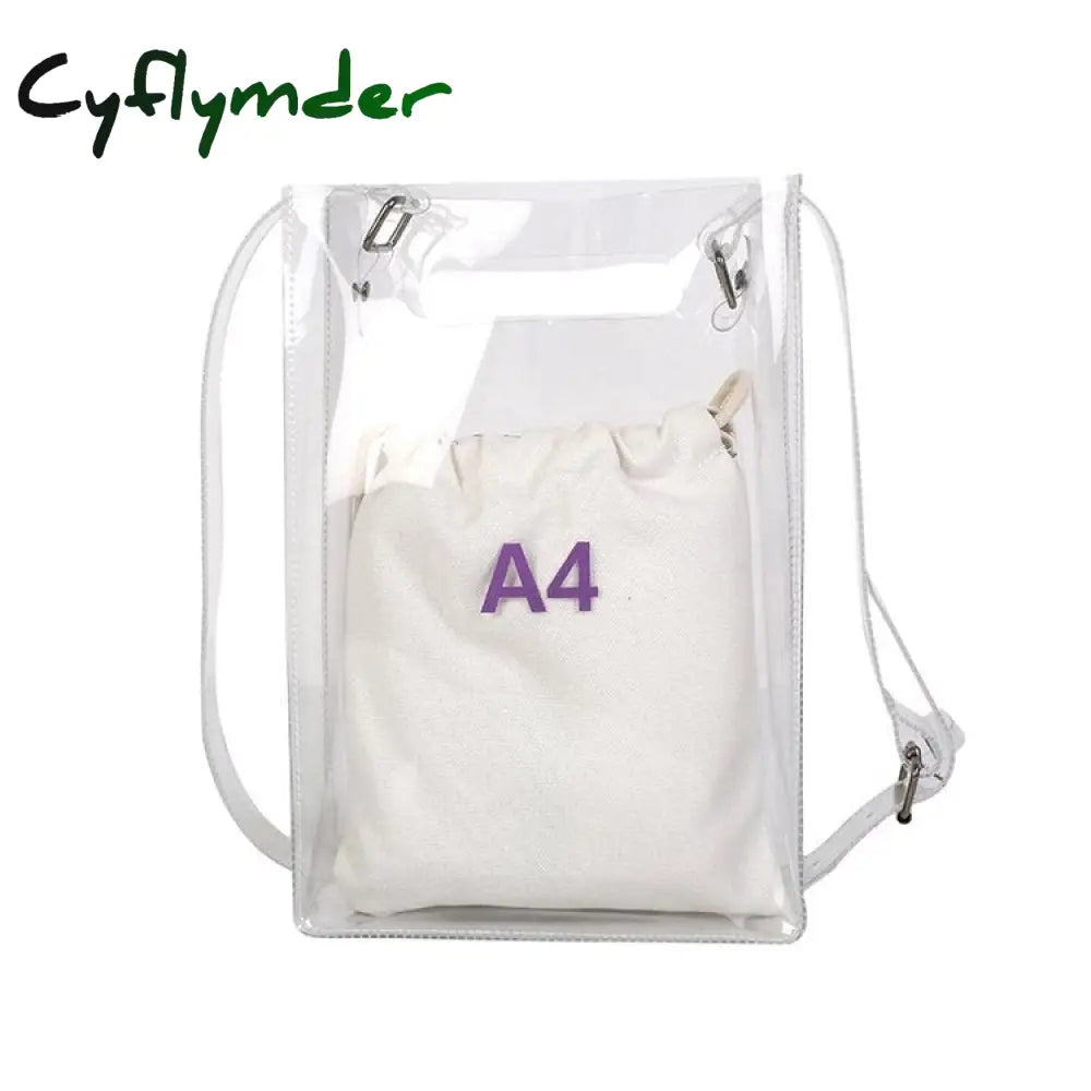 Cyflymder Fashion Women Messenger Bag Transparent Pvc Vertical Letter Shoulder A4 A5 Summer