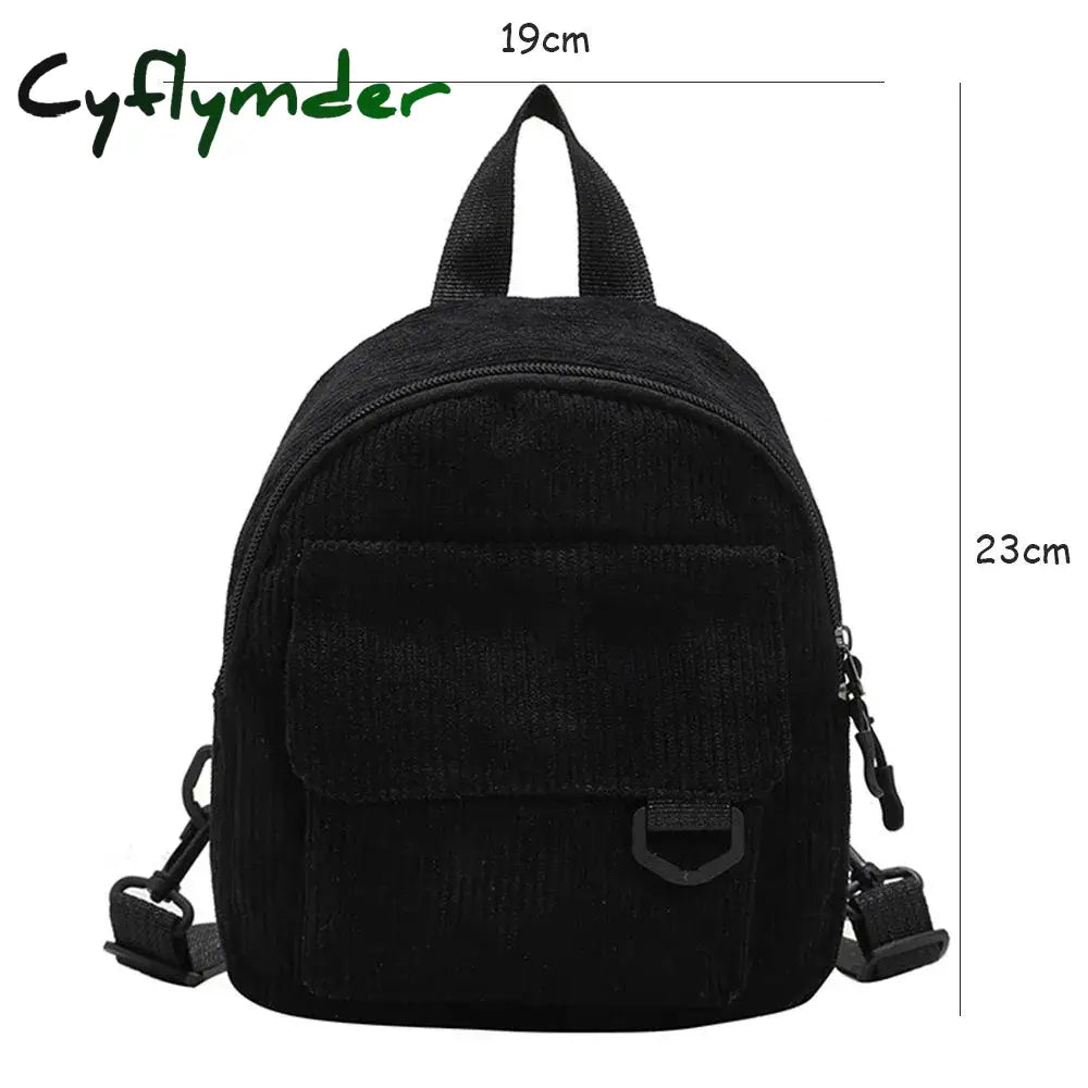 Cyflymder Fashion Women Mini Backpack Corduroy Handbags Simple Solid Color Backpacks Student