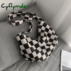 Cyflymder Fashion Women Plaid Checkerboard Messenger Bags Ladies Shoulder Crossbody Bag Teenager