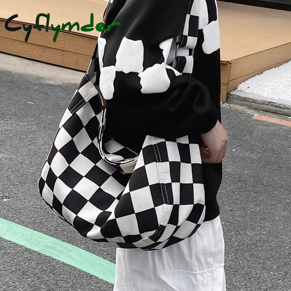 Cyflymder Fashion Women Plaid Checkerboard Messenger Bags Ladies Shoulder Crossbody Bag Teenager