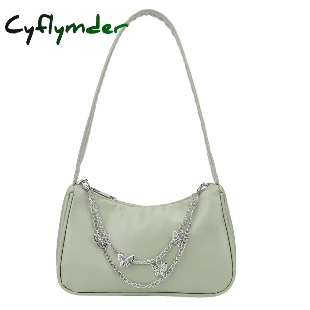 Cyflymder Fashion Women Pu Leather Small Shoulder Underarm Bag Ladies Vintage Butterfly Chain Pure