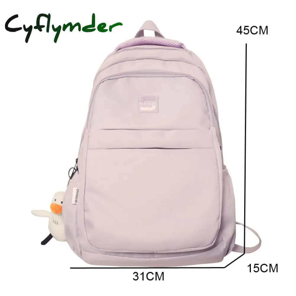 Cyflymder Fashion Women School Bags Cool Female Solid Color Black College Backpack Trendy Men