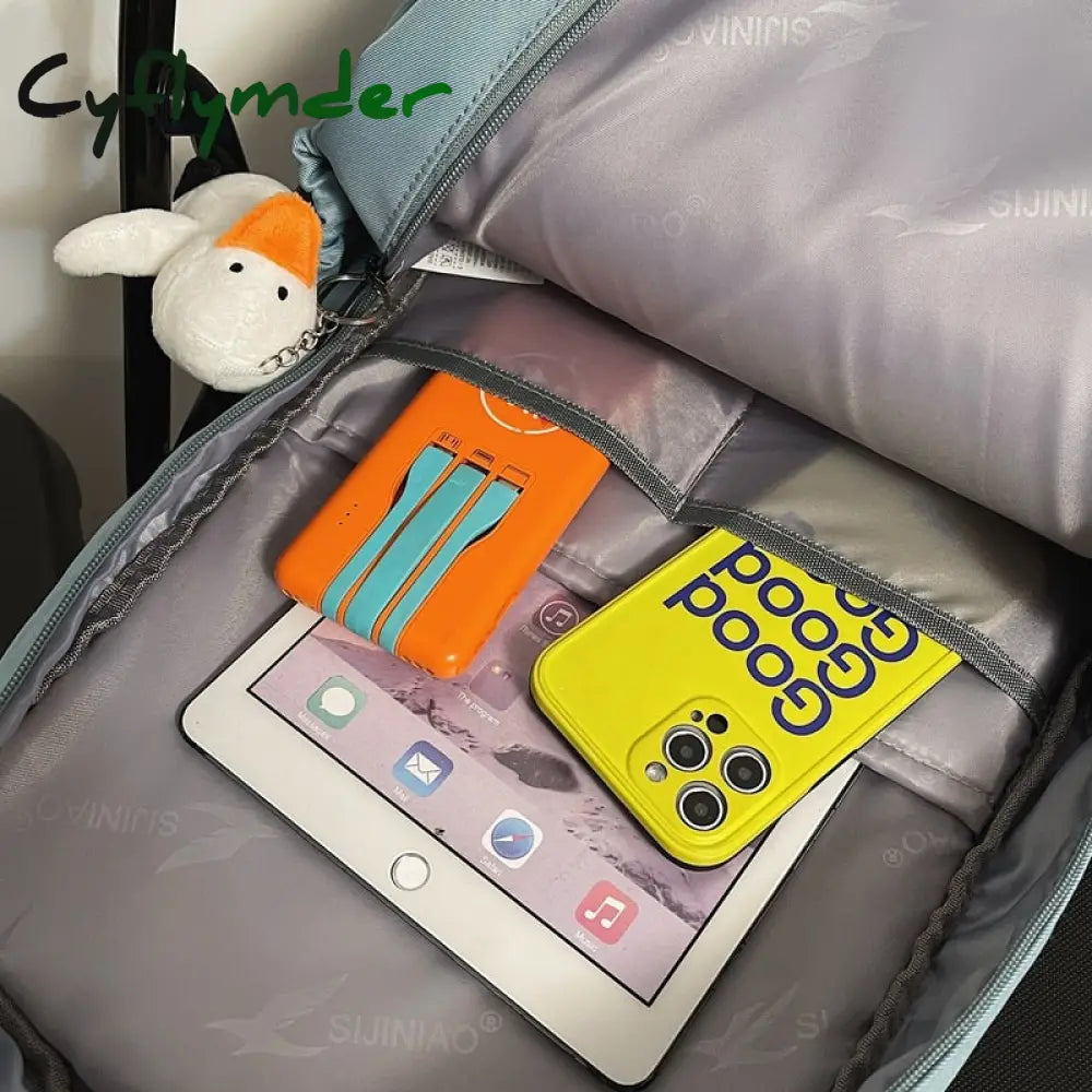Cyflymder Fashion Women School Bags Cool Female Solid Color Black College Backpack Trendy Men