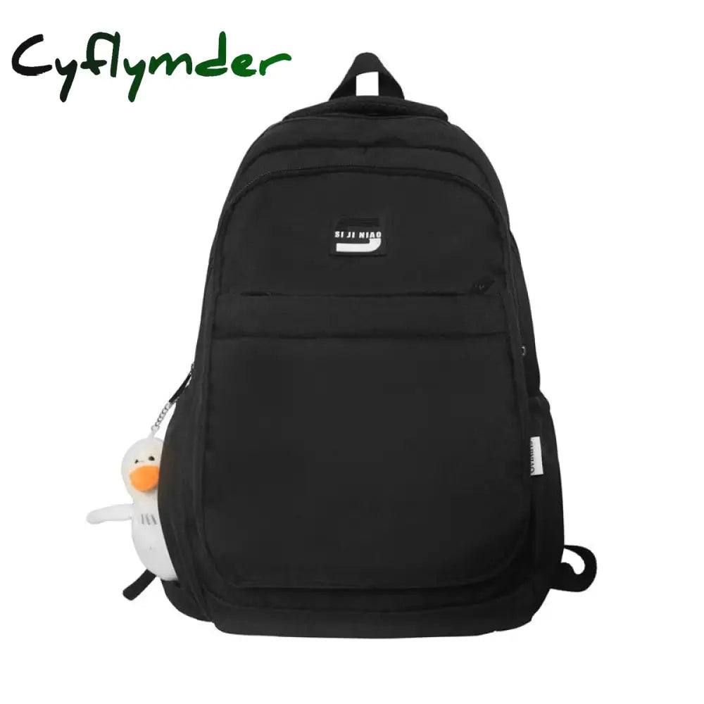 Cyflymder Fashion Women School Bags Cool Female Solid Color Black College Backpack Trendy Men