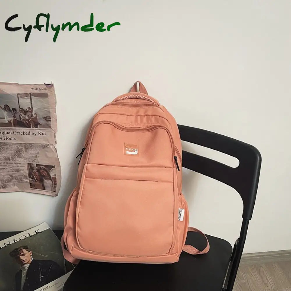 Cyflymder Fashion Women School Bags Cool Female Solid Color Black College Backpack Trendy Men
