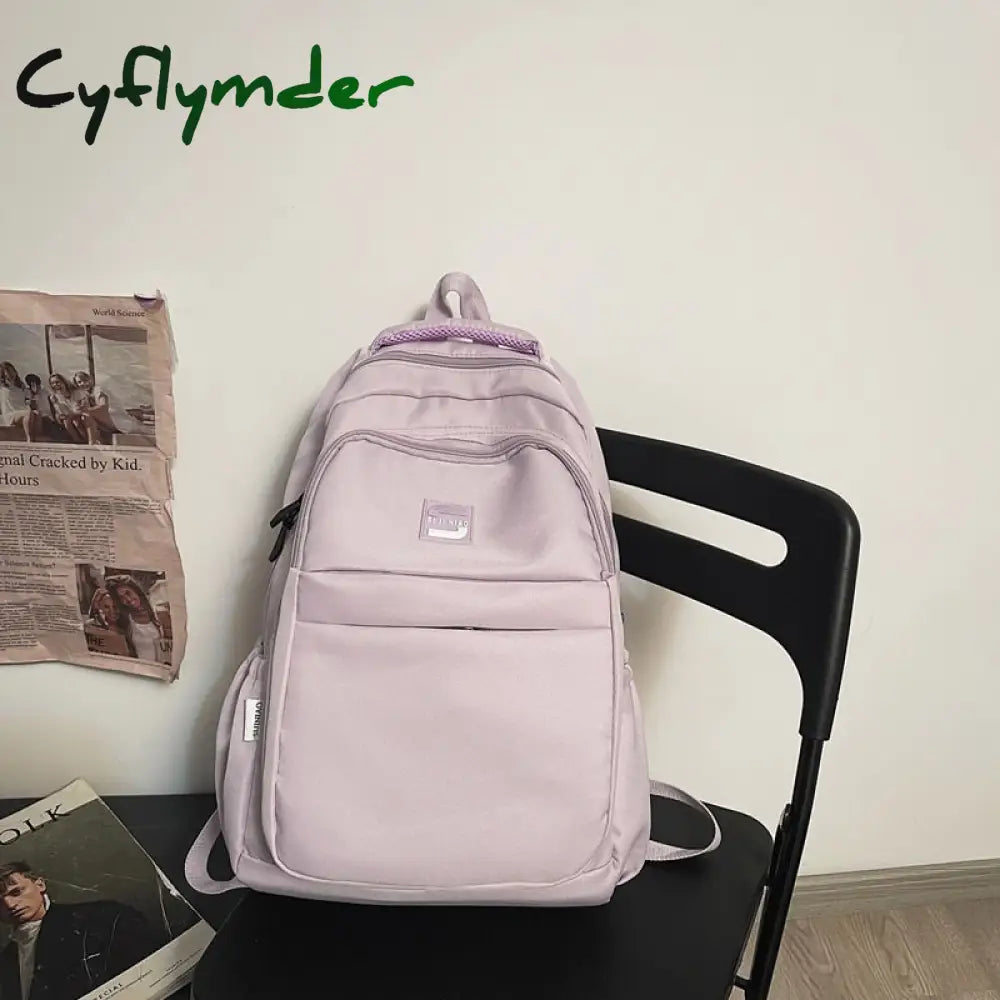 Cyflymder Fashion Women School Bags Cool Female Solid Color Black College Backpack Trendy Men