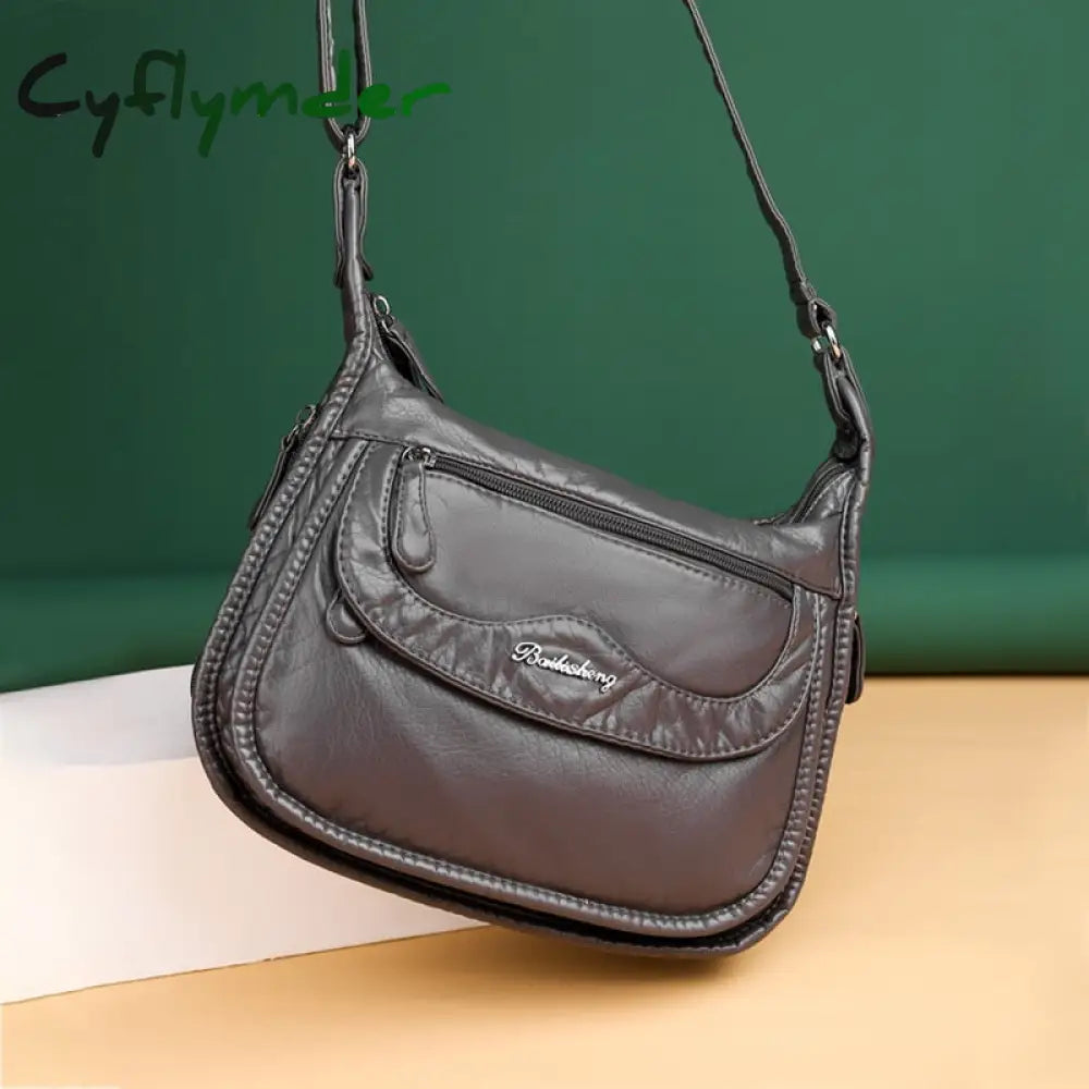 Cyflymder Fashion Women Shoulder Bag Pu Leather Crossbody High Quality Messenger Grey Female’s