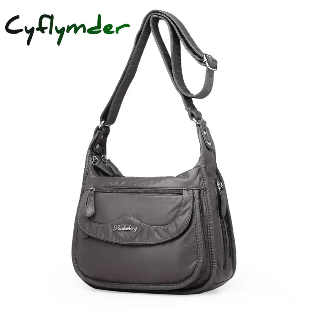 Cyflymder Fashion Women Shoulder Bag Pu Leather Crossbody High Quality Messenger Grey Female’s