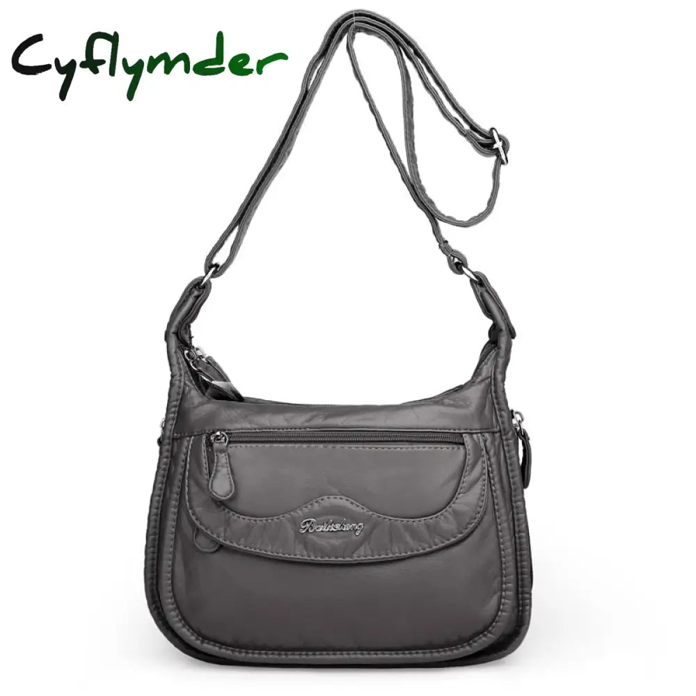 Cyflymder Fashion Women Shoulder Bag Pu Leather Crossbody High Quality Messenger Grey Female’s