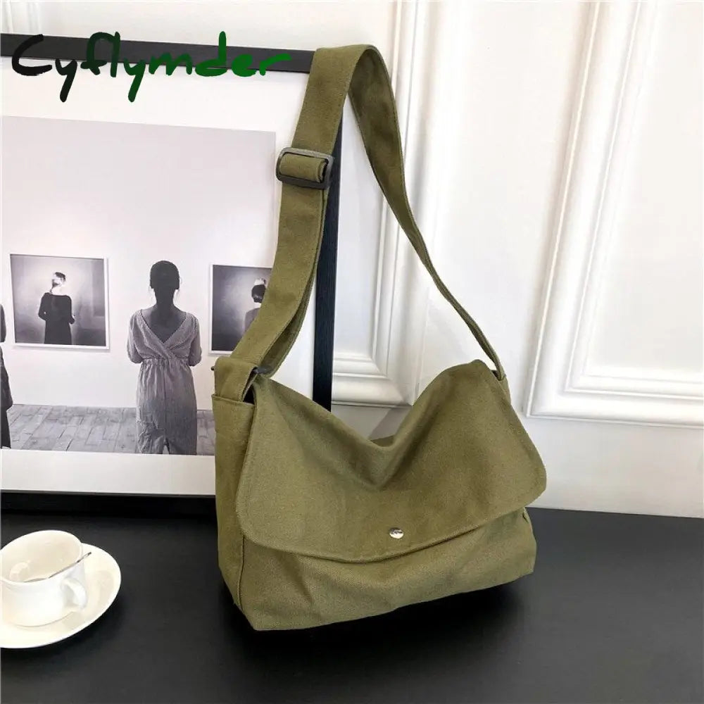 Cyflymder Fashion Women Shoulder Messenger Bag Solid Simple Canvas Spring Shopping Female Tote