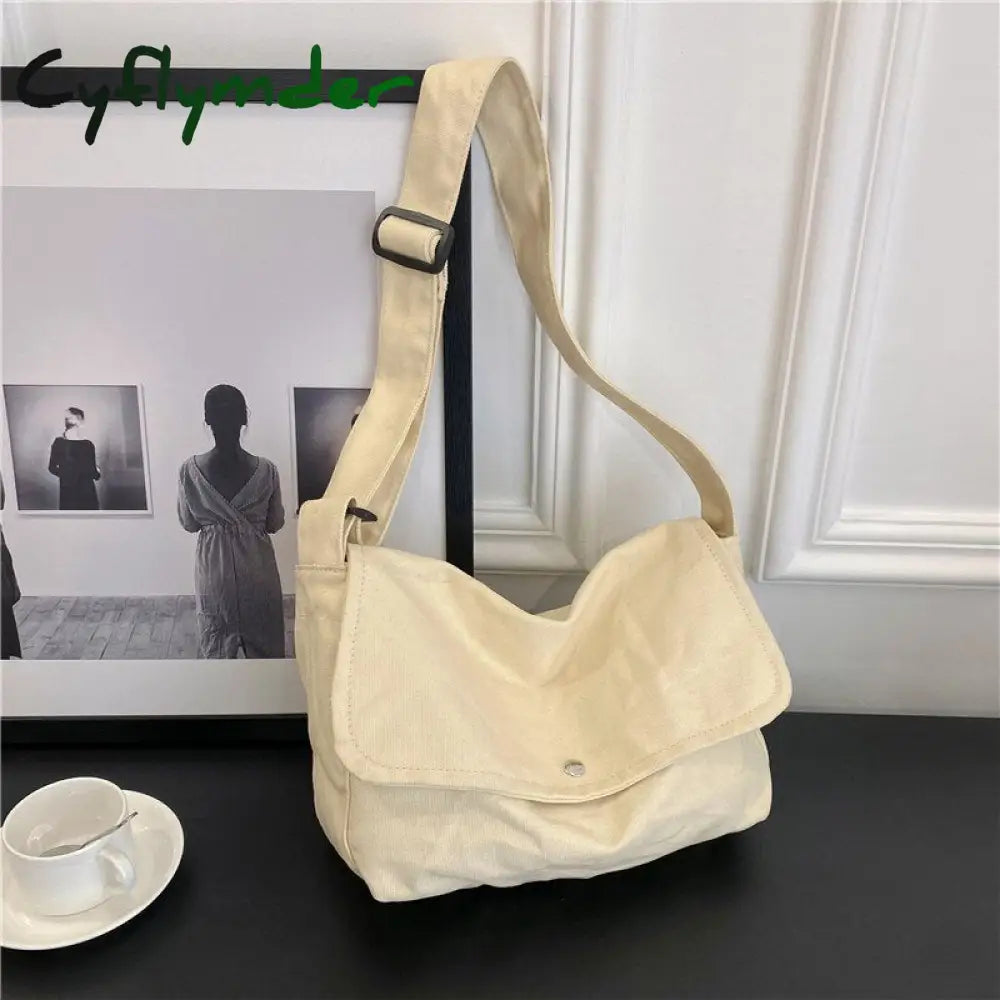 Cyflymder Fashion Women Shoulder Messenger Bag Solid Simple Canvas Spring Shopping Female Tote