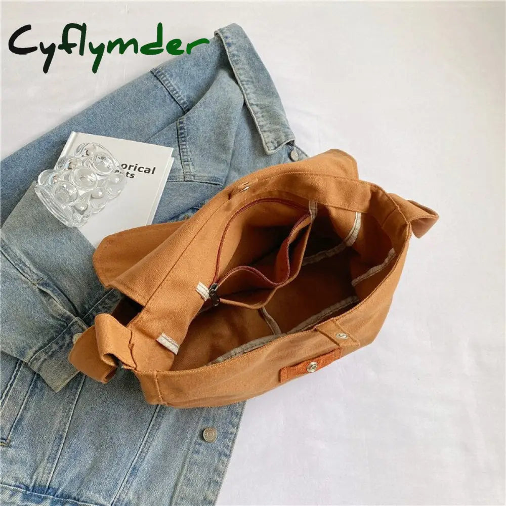 Cyflymder Fashion Women Shoulder Messenger Bag Solid Simple Canvas Spring Shopping Female Tote