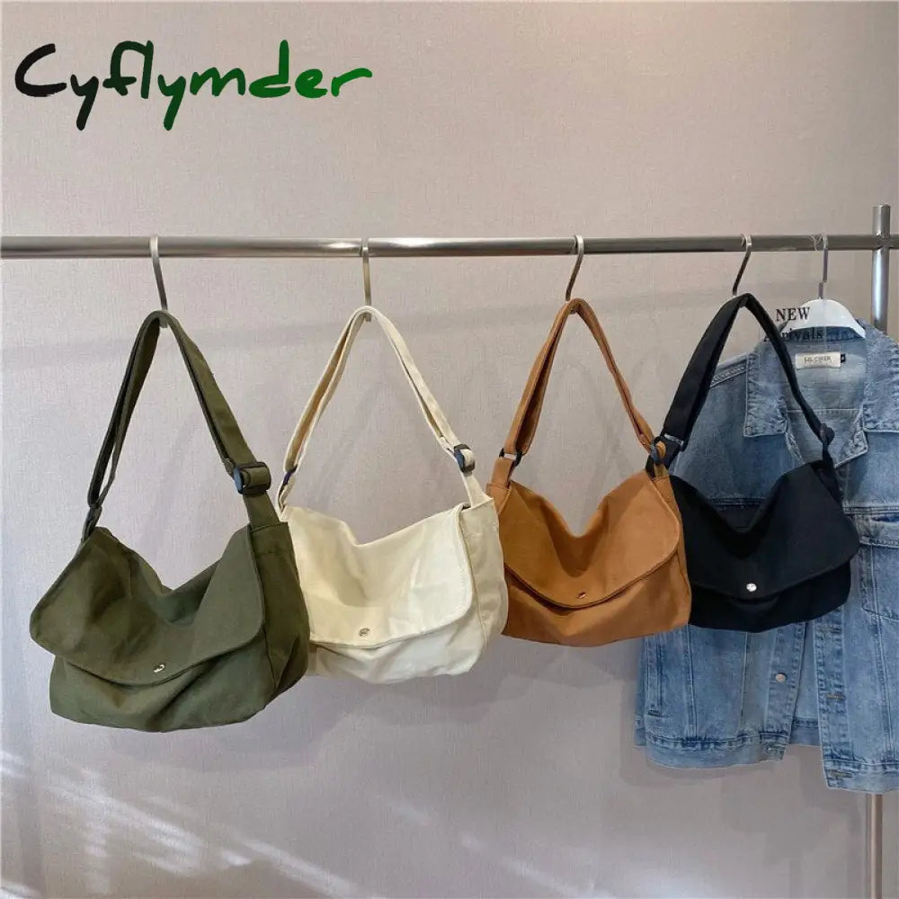 Cyflymder Fashion Women Shoulder Messenger Bag Solid Simple Canvas Spring Shopping Female Tote