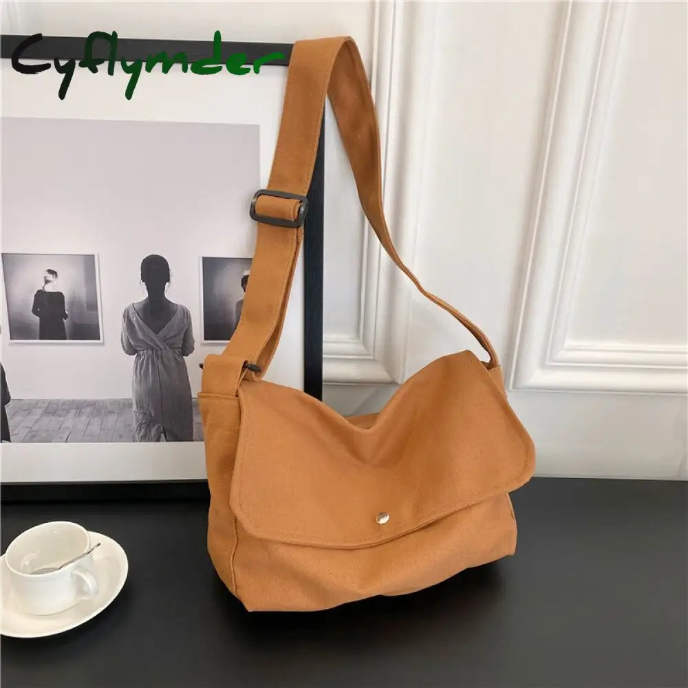 Cyflymder Fashion Women Shoulder Messenger Bag Solid Simple Canvas Spring Shopping Female Tote