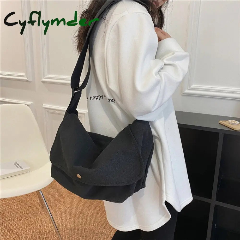 Cyflymder Fashion Women Shoulder Messenger Bag Solid Simple Canvas Spring Shopping Female Tote