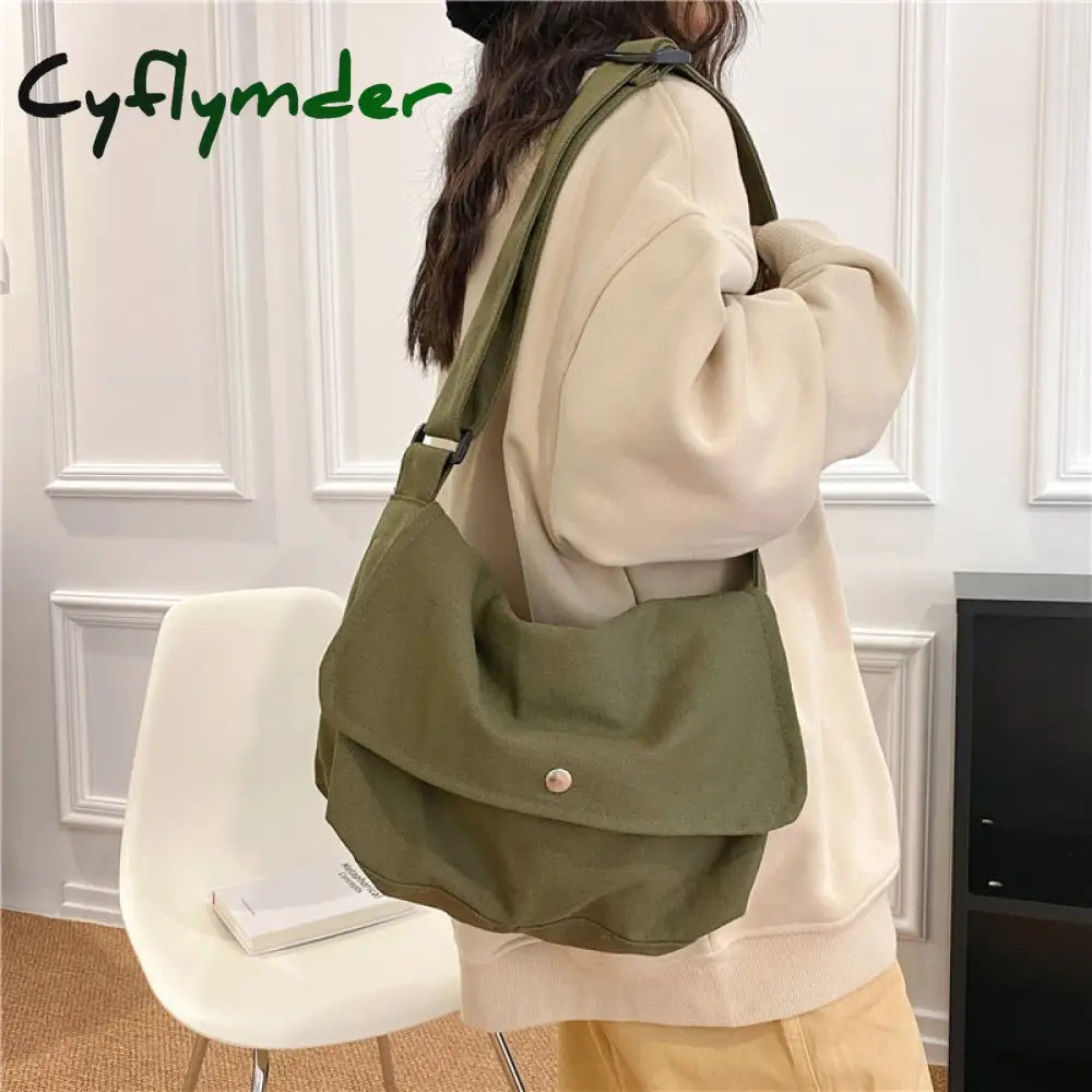 Cyflymder Fashion Women Shoulder Messenger Bag Solid Simple Canvas Spring Shopping Female Tote