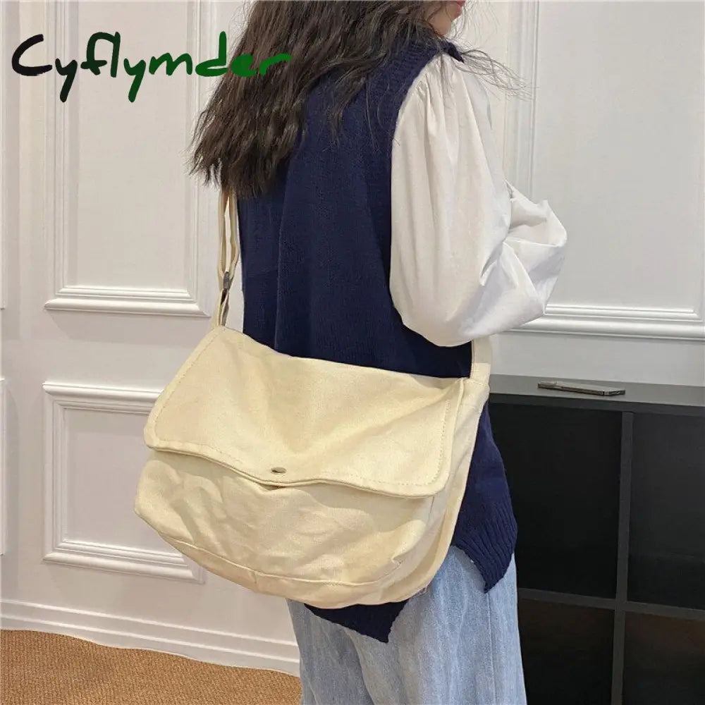 Cyflymder Fashion Women Shoulder Messenger Bag Solid Simple Canvas Spring Shopping Female Tote