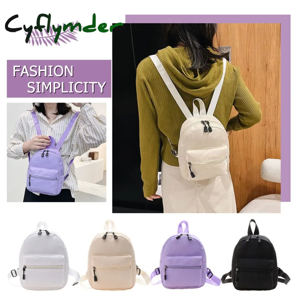 Cyflymder Fashion Women Solid Color Backpack Female Casual Nylon Knapsack Preppy Style School