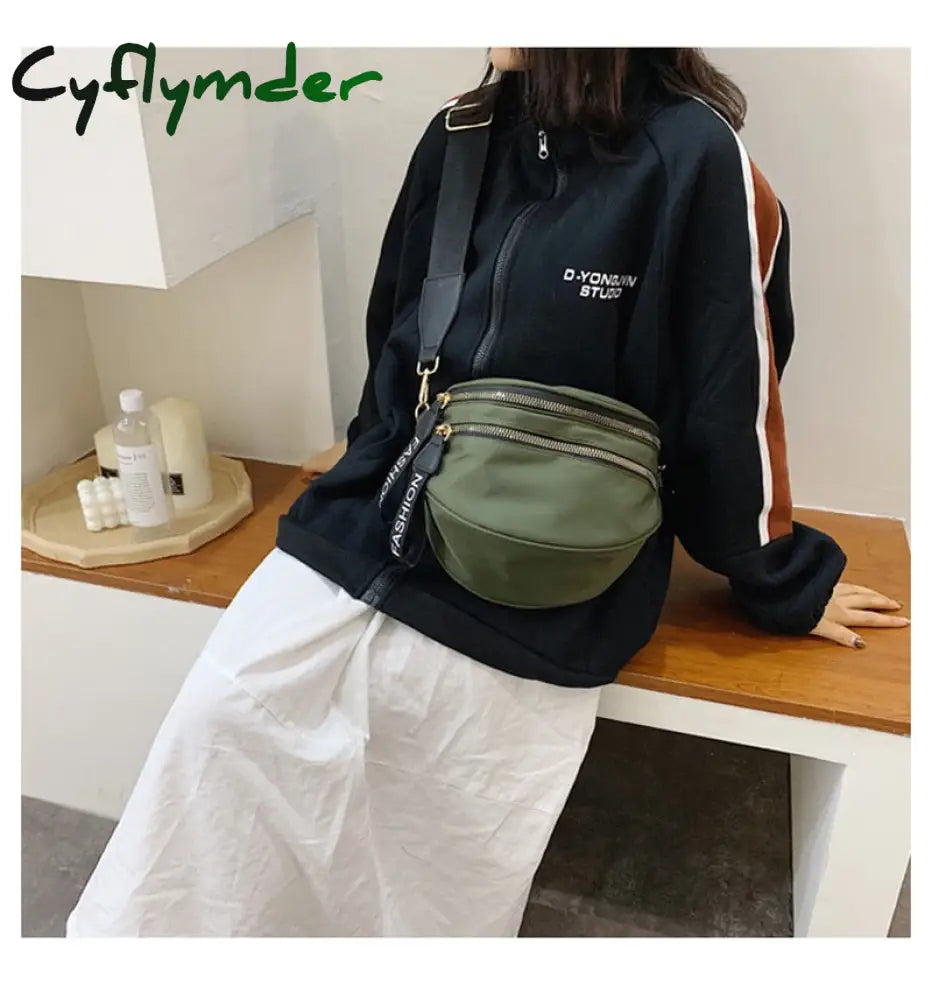 Cyflymder Fashion Women Waist Bag Fanny Pack Large Capacity Crossbody Chest Bags Banana Pu Leather