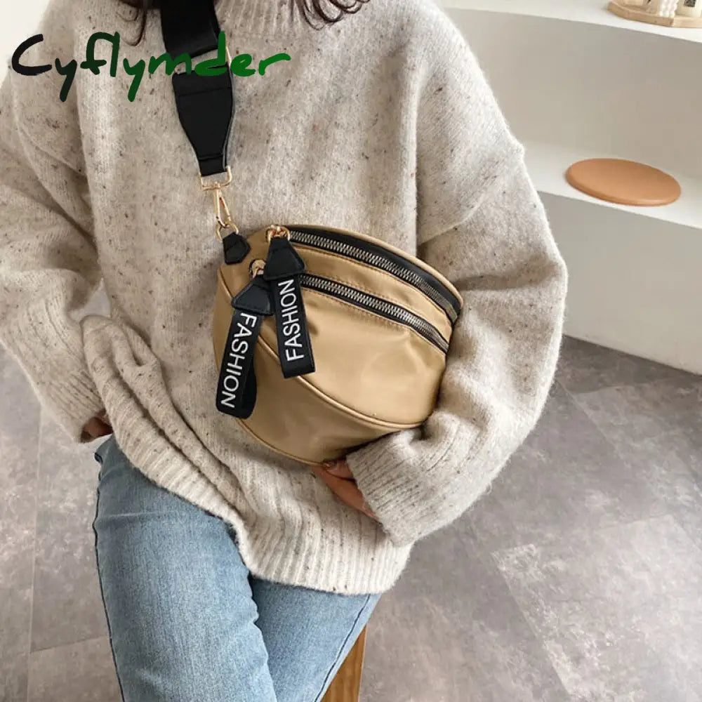 Cyflymder Fashion Women Waist Bag Fanny Pack Large Capacity Crossbody Chest Bags Banana Pu Leather