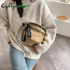 Cyflymder Fashion Women Waist Bag Fanny Pack Large Capacity Crossbody Chest Bags Banana Pu Leather