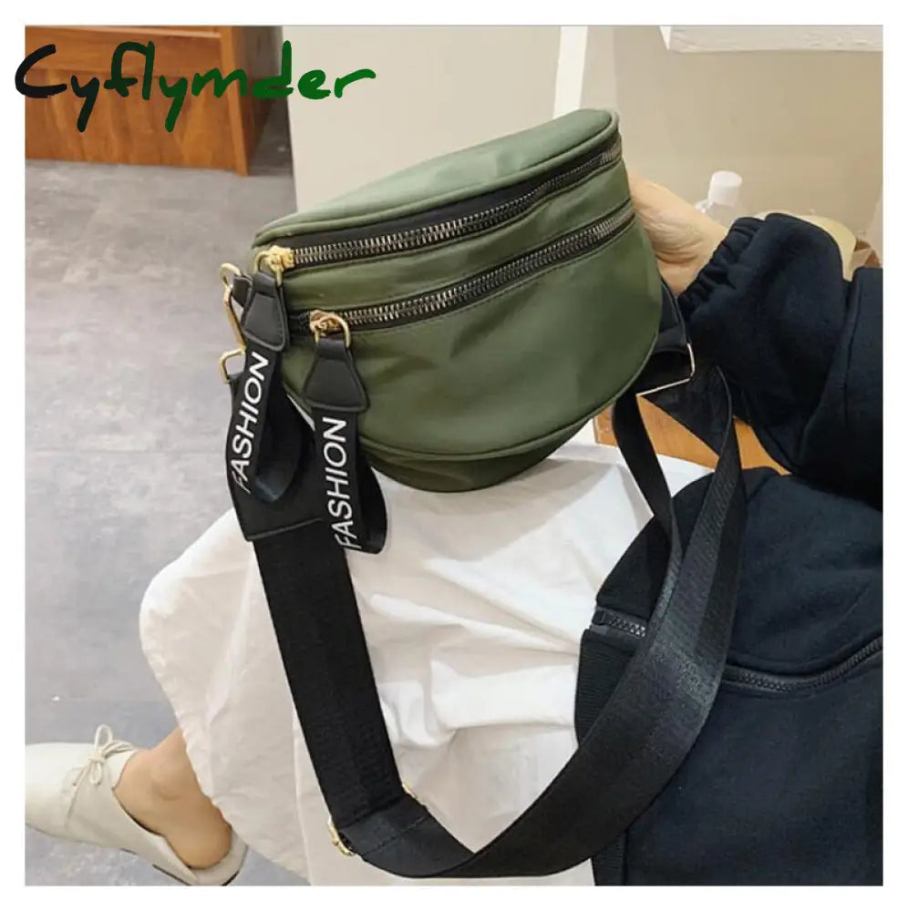 Cyflymder Fashion Women Waist Bag Fanny Pack Large Capacity Crossbody Chest Bags Banana Pu Leather