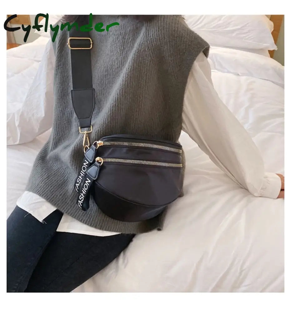 Cyflymder Fashion Women Waist Bag Fanny Pack Large Capacity Crossbody Chest Bags Banana Pu Leather