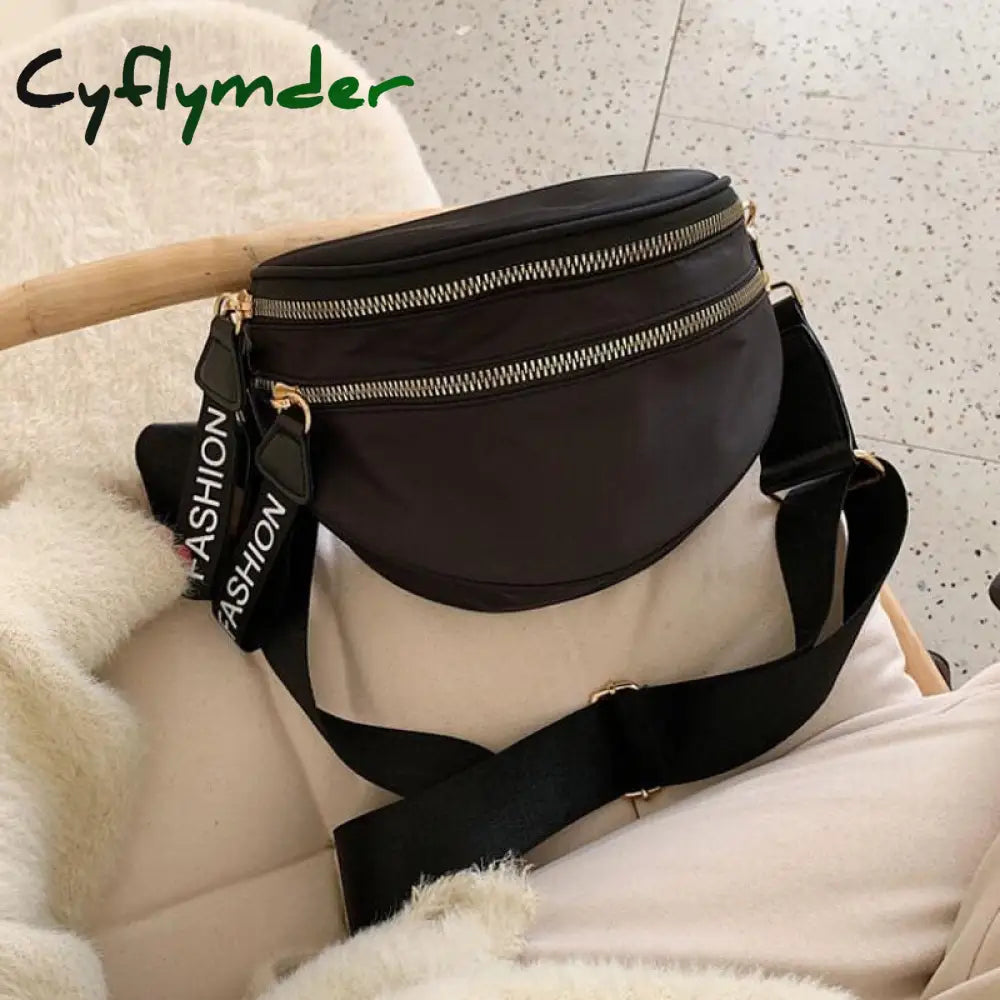 Cyflymder Fashion Women Waist Bag Fanny Pack Large Capacity Crossbody Chest Bags Banana Pu Leather