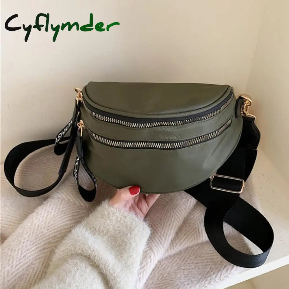 Cyflymder Fashion Women Waist Bag Fanny Pack Large Capacity Crossbody Chest Bags Banana Pu Leather