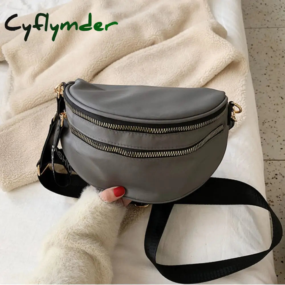 Cyflymder Fashion Women Waist Bag Fanny Pack Large Capacity Crossbody Chest Bags Banana Pu Leather