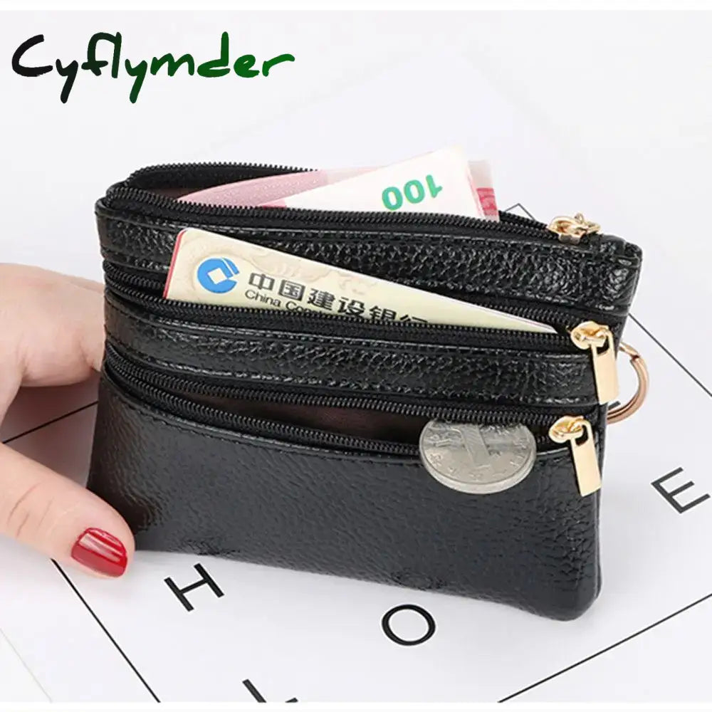 Cyflymder Fashion Women Wallet Clutch Three Zip Female Short Small Coin Purse New Brand Design Soft Mini Card Holder