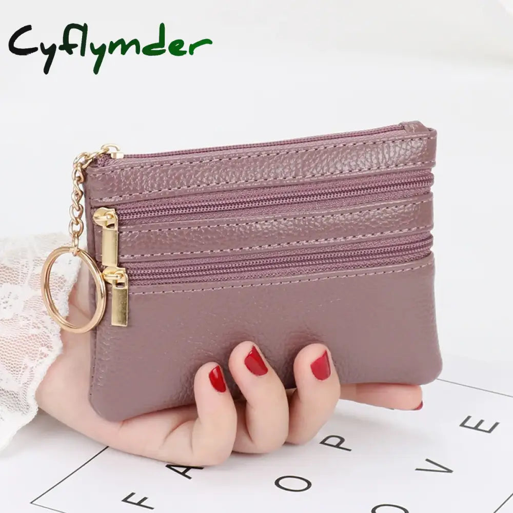 Cyflymder Fashion Women Wallet Clutch Three Zip Female Short Small Coin Purse New Brand Design Soft Mini Card Holder
