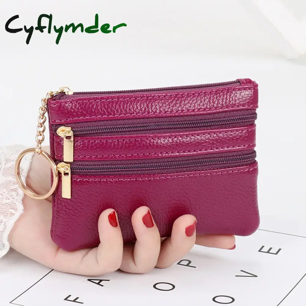 Cyflymder Fashion Women Wallet Clutch Three Zip Female Short Small Coin Purse New Brand Design Soft Mini Card Holder